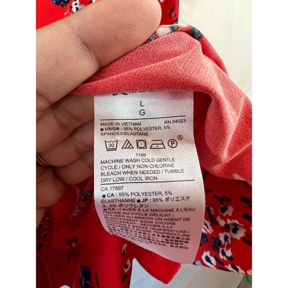 Banana Republic Red Floral Long Sleeve Blouse Size Large - Picture 3 of 5